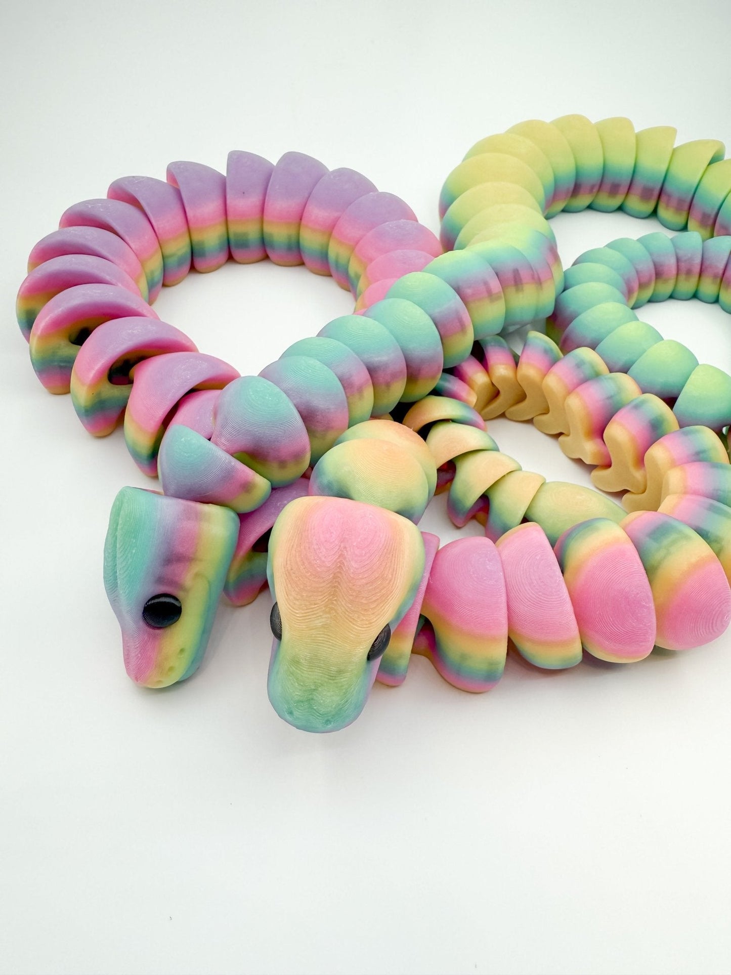 32-Inch Articulated Rainbow Snake – 3D Printed, Glow-in-the-Dark Fidget Toy