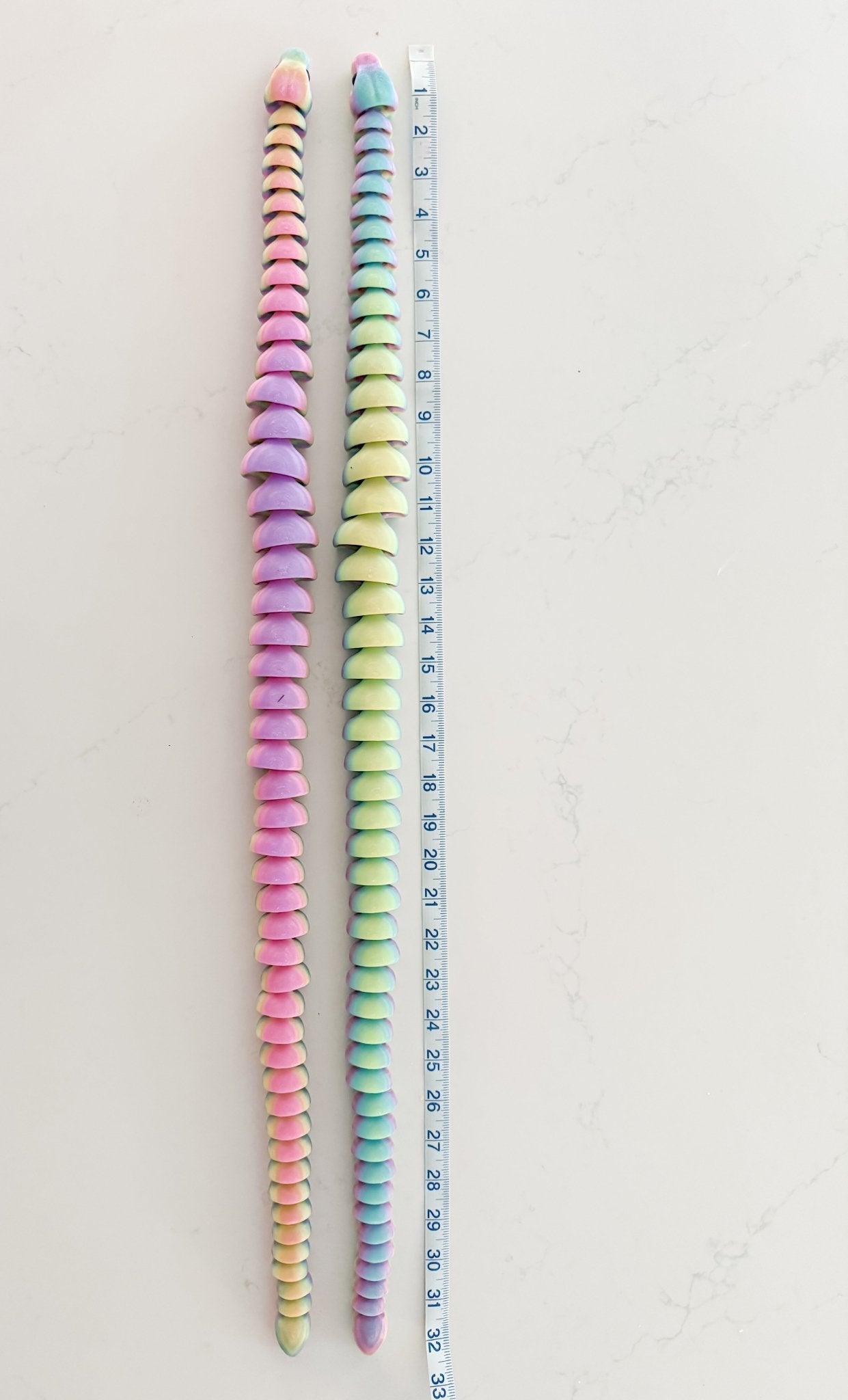 32-Inch Articulated Rainbow Snake – 3D Printed, Glow-in-the-Dark Fidget Toy