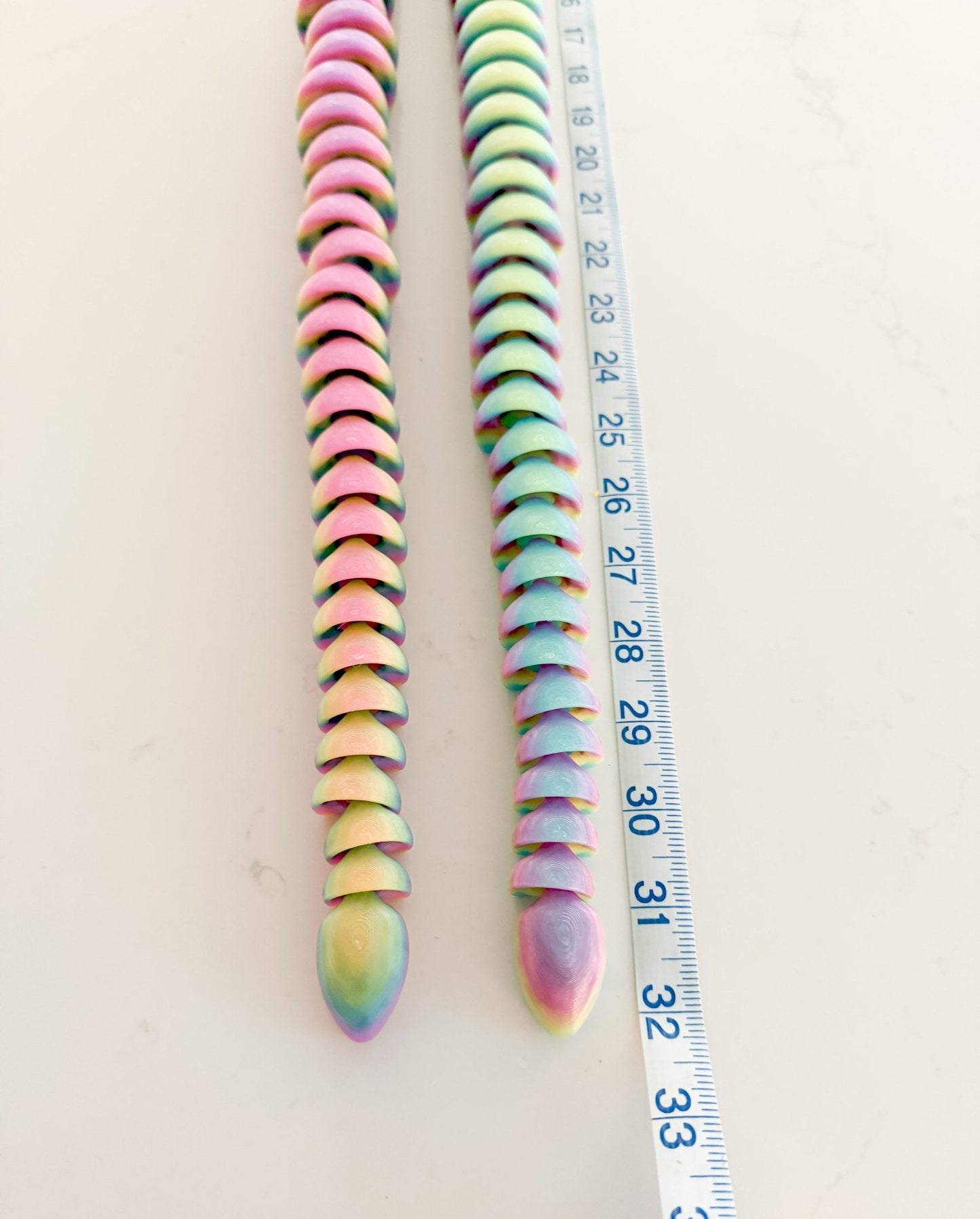 32-Inch Articulated Rainbow Snake – 3D Printed, Glow-in-the-Dark Fidget Toy